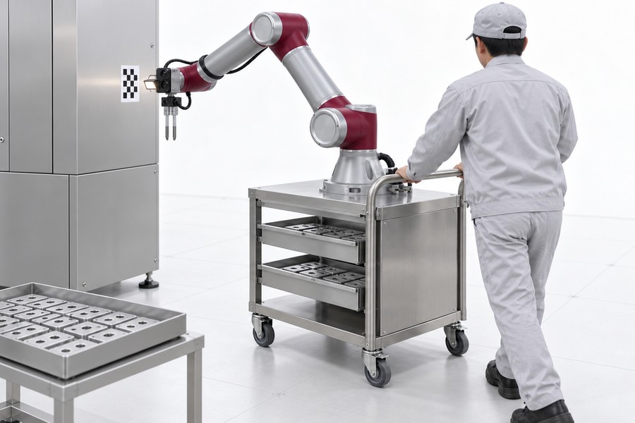 協働ロボットによるワーク搬送・AI検査システム ー移動架台仕様ー